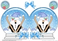 Christmas Snow Globe Shaped Card - Oops Snowball Sam is Skiing!!