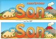 Large DL Happy Birthday SON 3D decoupage with Dinosaurs