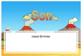 Large DL Happy Birthday SON insert with Dinosaurs
