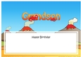 Large DL Happy Birthday GRANDSON insert with Dinosaurs