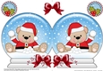 Christmas Snow Globe Shaped Card - Livvy Bear is having a Snowball fight