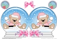 Christmas Snow Globe Shaped Card - Livvy Bear is having a Snowball fight