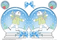 Christmas Snow Globe Shaped Card - Snowman Rio is Skating