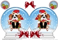 Christmas Snow Globe Shaped Card - Little St Bernard Dog is Sledging