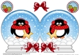Christmas Snow Globe Shaped Card - Cute Pip Penguin has an Xmas Star