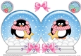 Christmas Snow Globe Shaped Card - Cute Pip Penguin has an Xmas Star