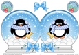 Christmas Snow Globe Shaped Card - Cute Pip Penguin has an Xmas Star