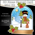 3D Shaped Christmas Snow Globe Card Kit - Snowman has an Xmas Tree
