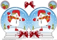 Christmas Snow Globe Shaped Card - Snowman Oli is Skiing
