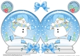Christmas Snow Globe Shaped Card - Snowman Oli is Skiing