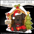3D Shaped Christmas Kennel Card Kit - Little Chocolate Labrador Dog 
