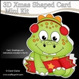 3D Shaped Christmas Card Kit - Cute Little Damen Dino