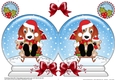 Christmas Snow Globe Shaped Card - Little Springer Spaniel Dog is Sledging
