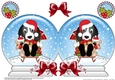 Christmas Snow Globe Shaped Card - Little Springer Spaniel Dog is Sledging
