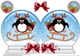 Christmas Snow Globe Shaped Card - Cute Pip Penguin is Sledging