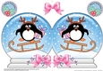 Christmas Snow Globe Shaped Card - Cute Pip Penguin is Sledging