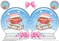 Christmas Snow Globe Shaped Card - Cute Little Bobbin Robin is Sledging