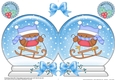 Christmas Snow Globe Shaped Card - Cute Little Bobbin Robin is Sledging