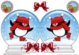 Christmas Snow Globe Shaped Card - Cute Pip Penguin is Skating
