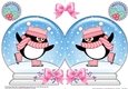 Christmas Snow Globe Shaped Card - Cute Pip Penguin is Skating
