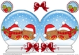 Christmas Snow Globe Shaped Card - Cute Little Bobbin Robins are in Love