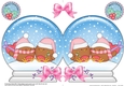 Christmas Snow Globe Shaped Card - Cute Little Bobbin Robins are in Love