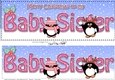 Large DL Merry Christmas BABY SISTER 3D decoupage with Penguins