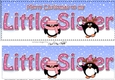 Large DL Merry Christmas LITTLE SISTER 3D decoupage with Penguins