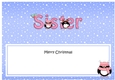 Large DL Merry Christmas SISTER insert with Penguins