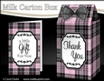 3D Tartan Milk Carton Treat Box Mini Kit