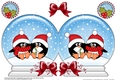 Christmas Snow Globe Shaped Card - Cute Pip Penguin is in Love