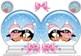 Christmas Snow Globe Shaped Card - Cute Pip Penguin is in Love