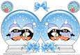 Christmas Snow Globe Shaped Card - Cute Pip Penguin is in Love
