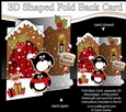 3D Shaped No-Hole Fold Back Christmas Card Mini Kit - Penguins are having a Snowball Fight