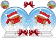 Christmas Snow Globe Shaped Card - Cute Little Bobbin is having a Snowball Fight