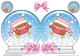 Christmas Snow Globe Shaped Card - Cute Little Bobbin is having a Snowball Fight