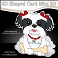 3D Shaped Card  Kit - Little Shih Tzu Dog Daisy