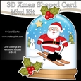3D Shaped Christmas Snow Globe Card Kit - Santa is Skiing
