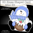 3D Shaped Christmas Card Kit - Snowman Rio has an Xmas Pudding