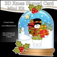 3D Shaped Christmas Snow Globe Card Kit - Snowman Rio has Xmas Presents