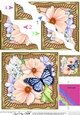 Flowers & Butterfly in a Gold Frame Wavey Corner Stacker