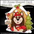 3D Shaped Christmas Kennel Card Kit - Little Husky Dog