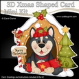 3D Shaped Christmas Kennel Card Kit - Little Husky Dog