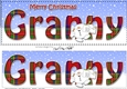 Large DL Merry Christmas GRANNY 3D decoupage with Snowball Sam