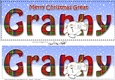 Large DL Merry Christmas GREAT GRANNY 3D decoupage with Snowball Sam