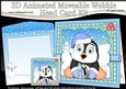 3D Animated Christmas Moveable Wobble Head Card Kit - Penguin has lots of Presents