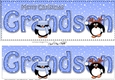 Large DL Merry Christmas GRANDSON 3D decoupage with Penguins