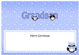 Large DL Merry Christmas GRANDSON insert with Penguins
