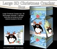 3D Large Christmas Cracker Box -  Pip Penguin is having a Snowball Fight
