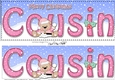 Large DL Merry Christmas COUSIN 3D decoupage with Livvy Bear